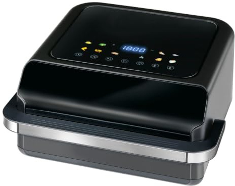 alpina Heißluftfritteuse Pizza 2100W ZHAF-798A - Airfryer für Pizza bis 30 cm - Backofen mit 9 Programmen - Digitalem Display - Ober- und Unterhitze - 6 Liter Fassungsvermögen - Schwarz