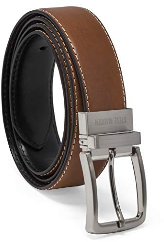 Steve Madden Herren Wendbarer Herrenkleid, Lässig, für Jeden Tag, Ledergürtel Gürtel, Cognac/Schwarz (Federrand), 38