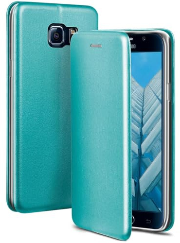 ONEFLOW Business Case für Samsung Galaxy S6 Handyhülle klappbar mit Standfunktion, Klapphülle Flipcase Cover Dünn, PU Leder Hülle mit Kartenfach, 360 Grad Schutzhülle, Mint Blau