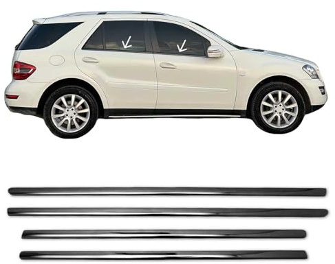 OMAC Fensterleisten für Mercedes ML 2005-2011 Dunkel 4tlg | Zierleisten, Edelstahl, fahrzeugspezifisch