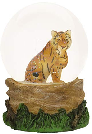 Ebros Schneekugel aus Wald Dschungel Apex Raubfisch Orange Bengal Tiger Glitzer 100 mm Sammlerfigur 15,25 cm hoch Orange Bengal Tiger