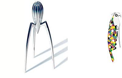 Alessi PSJS Juicy Salif Spremiagrumi Manuale di Design in Fusione di Alluminio & AAM32 1 Proust Parrot Cavatappi per Vino di Design, in Alluminio Profuso e PC, Multicolore