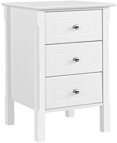 Yaheetech Bedside Table, Wooden Nightstand with 3 Storage Drawers, Sturdy Modern Cabinet for Bedroom Living Room Hallway, 40x40x60cm, White