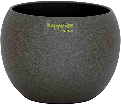 happy nature Keramik Blumentopf Madeira dunkel grau Struktur Kugel 15/12 Ø 19,0 cm H 15,0 cm