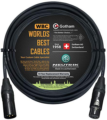 World Best CABLES – Gotham GAC-4/1 – Star Quad Mic Cable – 10 metros con conectores Neutrik Gold XLR