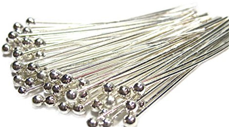 Geralin Gioielli 10 Silber Kettelstifte Nietstifte Kopfstifte Prismenstifte mit Kugel 40x0.5mm