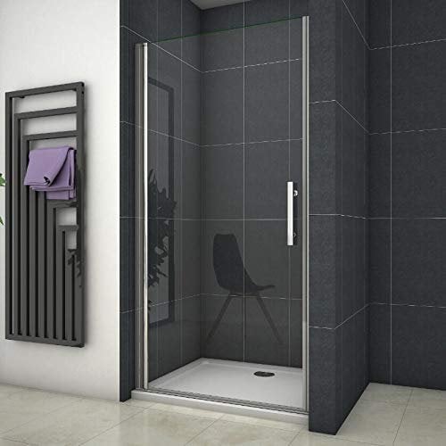 Xinyang Frameless Pivot Shower Door Enclosure 700mm Glass Screen with 800x700mm Shower Tray Free Waste