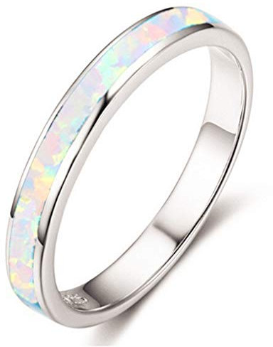 YAZILIND S925 Sterling Silber Ring Opal Statement Ringe Frauen Verlobungsringe Frauen Jubiläumsschmuck Weiß 17.2