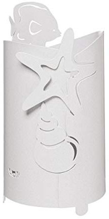 Arti & Mestieri 3463C158 Portabottiglia Con Decorazioni Marine Nettuno Diametro 12x20H cm Materiale Ferro Verniciato A Polvere Epossidica Colore Bianco Marmo