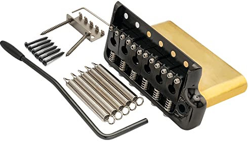 Musiclily Ultra 52,5 mm Solido Ottone Stile Ponte Tremolo 6 Viti Knife Edge per Chitarra Elettrica Tipo Strat, Nero