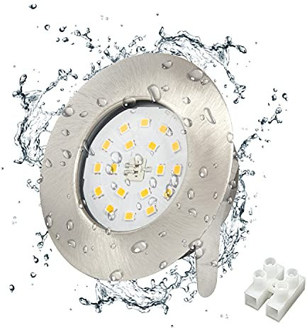 Wondlumi LED Einbaustrahler Flach Set IP44 Badezimmer 30mm spots Deckenleuchte 5W 500lm 230V Rund Nickel Deckenspots (Warmweiß 1 pack)