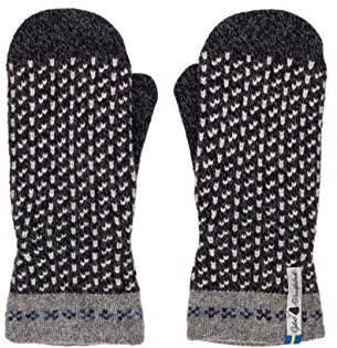 ÖJBRO VANTFABRIK Skaftö Sot Fäustlinge 4 Lagen grau/natur/schwarz Gr. S 100% Merinowolle Handschuhe Strick warm weich - Hergestellt in Schweden