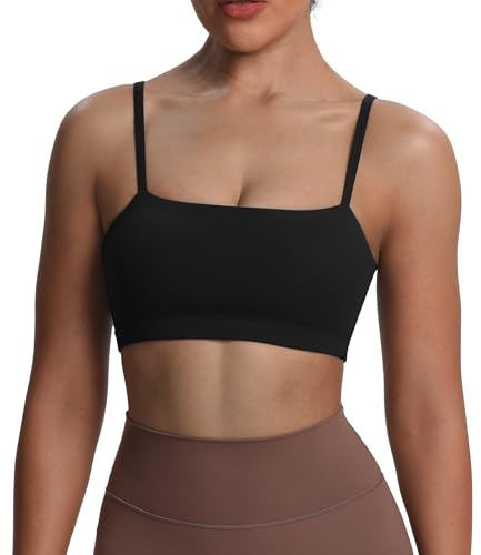 Aoxjox Women's Bandeau Sports Bra (Black, Medium)