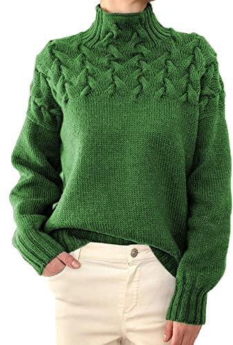 Maglione Lavorato A Maglia A Collo Alto da Donna con Collo Alto E Maniche Lunghe con Dettaglio A Trecce Moda Donna
