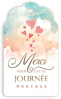 Summer-Ray Merci pour Cette Journeé Magique, Geschenkanhänger für Hochzeiten, Frankreich, Paris, Weiß, 50 Stück