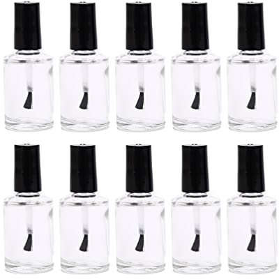 Klarglas-Nagellack-Flasche mit Pinselkappe, leer, für Maniküre, Decklack, Kosmetik, Probenfläschchen, Behälter für DIY-Nagelkunst, 10 Stück