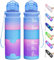 Lunidry Gourde Enfant sans BPA Tritan Plastique, 500ML/1L Gourde Sport, Bouteille d'eau avec Marqueur de Temps et Filtre à Fruits, Gourde Reutilisable Pour L'école, Randonnée, Camping, Running