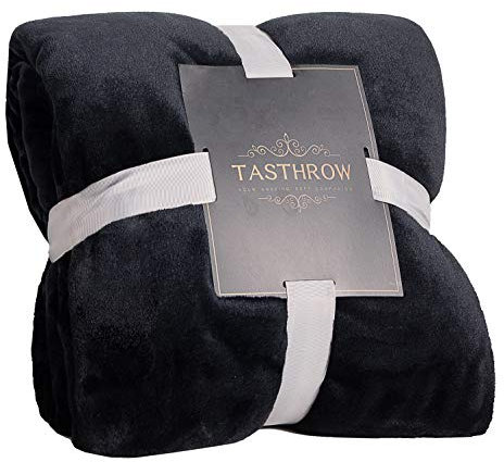 TASTHROW Kuscheldecke, Weiche Fleecedecke Sofaüberwurf, Weich und Warm Tagesdecke Wohnzimmerdecke Couchdecke (Schwarz, 130x180cm)