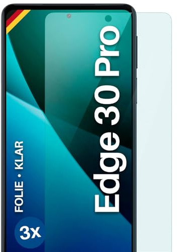 moex für Motorola Edge 30 Pro Schutzfolie Displayschutz Folie Ultra-klar HD 0,2 mm kompatibel mit jeder Hülle, Anbringen ohne Blasen, Handyfolie Extra Kratzfest, FlexProtect 3 Stück