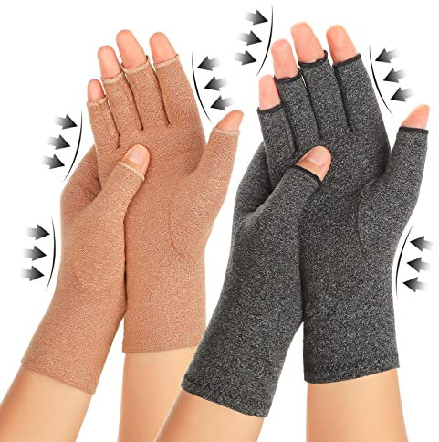 Zexhoor 2 Paar Arthritis Kompressionshandschuhe für Damen und Herren, Karpaltunnelschmerzlinderung, fingerlos für Tippen und tägliche Arbeit