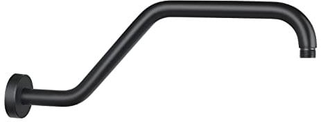 KAPHOME S Shape Shower Arm with Flange,High Rise Shower Head Extension Arm,Stainless Steel 15.5 Inch Shower Arm Extension,Matte Black,9Z3MK