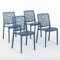 Sillas de resina moderna apilables de polipropileno con fibra de vidrio, para interior, cocina o comedor, exterior y jardín, sillas de restaurante y contract - Anna (4 Sillas, Azul petróleo)