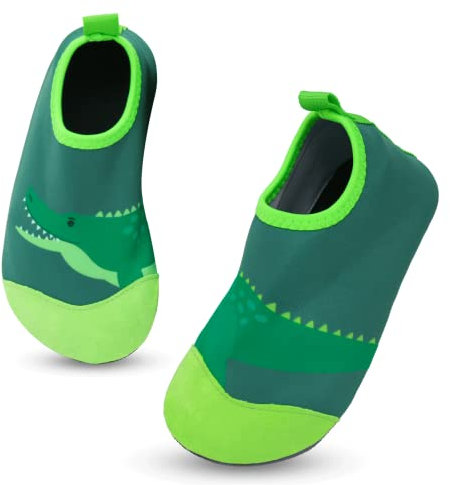 Chaussures Aquatiques Enfant Garçon Fille Chaussures de Plage Séchage Rapide Antidérapant Pieds Nus Chaussettes de d'eau Chaussons Barefoot Piscine Aqua Surf Nager Plongée Sport 26/27EU Crocodile