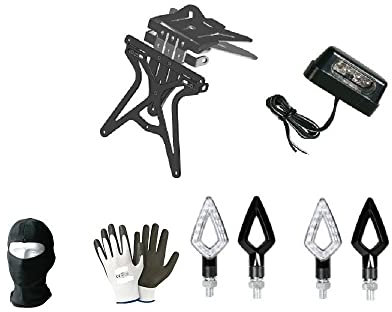 KOMPATIBEL MIT Yamaha WR 125 X UNIVERSELLES, DOPPEL EINSTELLBARES KENNZEICHENHALTER-KIT + 2 Paare LED-Blinker + E13-KENNZEICHENBELEUCHTUNG, ALLE EU-ZULASSUNG