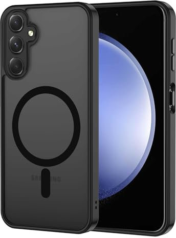 XTCASE Cover Magnetica per Samsung Galaxy A15 5G, Ultra Sottile Custodia Traslucida Opaca Retro Resistente ai Graffi Paraurti in TPU Antiurto Protettiva Case, Nero