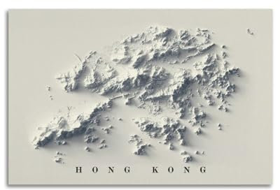 koanga China Hong Kong Karte Vintage Relief Karte Poster Dekorative Malerei Leinwand Wandposter und Kunstdruck Moderne Familie Schlafzimmer Dekor Poster 30 x 45 cm