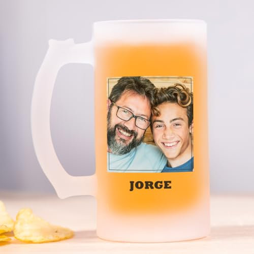 Transparent Gift Jarra de Cerveza Personalizada para Día del Padre con Foto y Nombre. Jarra Cerveza Personalizada Fotos. Regalos Originales para Hombre. Regalos para Padres. Regalo Cumpleaños Original
