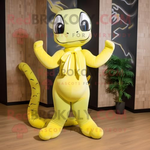 REDBROKOLY Giallo limone Anaconda personaggio costume mascotte vestito con un pantaloni da yoga e papillon