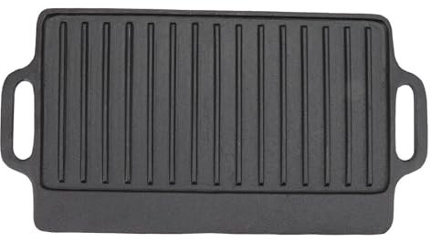 Gusseisen-Grillpfanne, Eisen-Wende-Grillplatte, Gusseisen-Teppanyaki-Platte, Verdickte Anti-Stick-Pfanne, Rechteckige Doppelseitige Barbecue-Grillpfanne For Camping, Picknick Im Freien ( Size : 45x23C