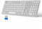 TECKNET Wireless Keyboard, Rechargeable 2.4GHz USB Bluetooth Keyboard for 4 Multi Devices, Ultra Slim Full Size UK Layout Keyboards for Computer, Laptop, Tablet, Desktop, Phone (Silver White)