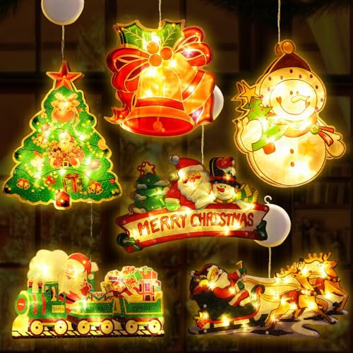 Luci Natalizie Da Finestra, 6 Pezzi Led Luci Fiabesche Decorazione Natalizia Luci Con Ventose, Luci Fatate Finestra Luci Natalizie Bianco Caldo Da Interno Per Decorazione Natalizia,Balcone,Festa