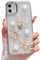 ZTUOK Case for iPhone 13/14 for Women Girls,Cute 3D Butterfly Floral Design Sparkle Glitter Bling Soft TPU Cover Shockproof Protective Phone Case for iPhone 13/14-Gold