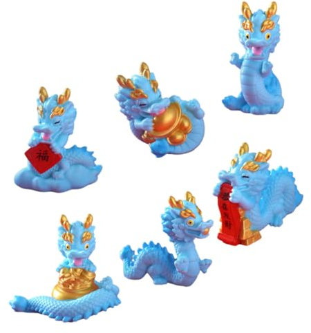 ORFOFE 6pièces Mini Figurines De Dragon Résine Décorations De Bureau Élégantes Et Artisanales pour Amateurs De Dragons Et Collectionneurs