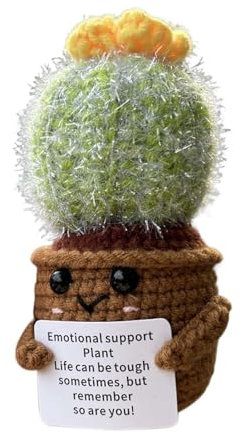 Nuyhgtr Cactus Positif et Amusant - Support Émotionnel, Fait Main au Crochet, Décoration de Chambre, Jouet Tricoté pour Voiture, Maison, Bureau