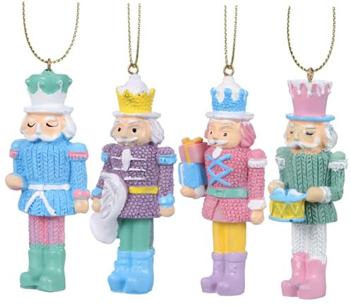 KOMBIUDA 4 Pezzi in Resina Schiaccianoci Schiaccianoci di Natale Figura di Natale Figurine Rosa Schiaccianoci Halloween Schiaccianoci Appeso Schiaccianoci Natale Schiaccianoci