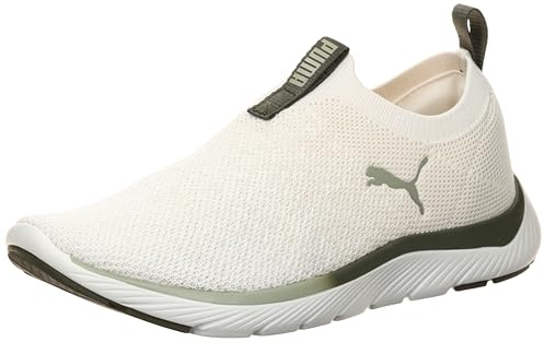 PUMA Damen Softride Remi Slip-on Knit WN's Road Running Shoe, Warmweiß dunkel Loden Lux Army, 42 EU