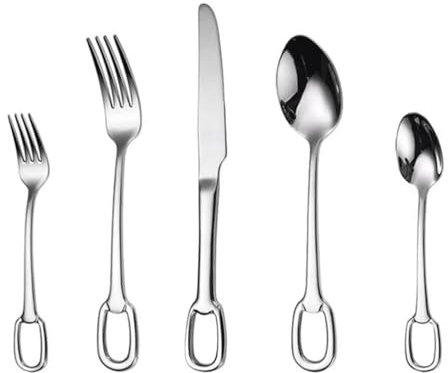 cucharas y tenedores Juego de cubiertos de 5 uds., cuchillo, tenedor, cuchara, juego de cubiertos con agujero colgante creativo, vajilla de acero inoxidable, tenedores de cena a la moda exquisito