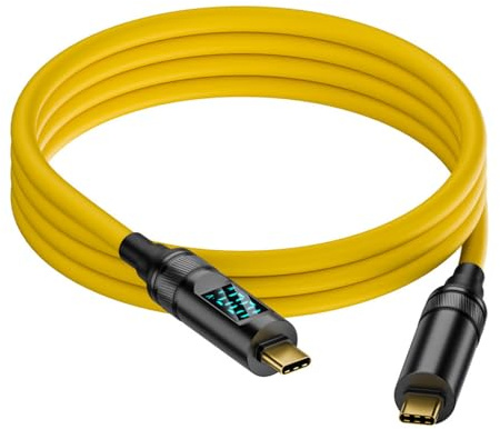 xiwai USB-C auf USB C 100 W 20 Gbit/s Strom- und Datenkabel mit Smart-LED-Anzeige 8K Typ-C Stecker auf Stecker für Laptop, Festplatte, Telefon, 100 cm