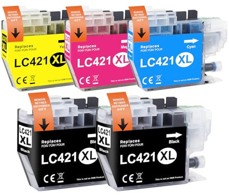 Yowell LC421XL LC-421XLVAL Tintenpatronen Kompatibel Druckerpatronen für Brother LC421 LC421XL LC-421XL LC-421XLVAL für Brother DCP-J1050DW MFC-J1010DW DCP-J1140DW DCP-J1800DW Patronen(5er-Pack)