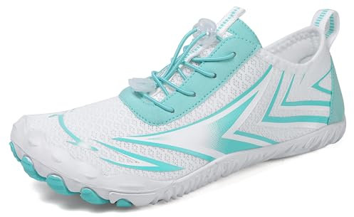 Teechodina Unisex Traillaufschuhe Herren Damen Wanderschuhe Barfußschuhe Laufschuhe Knit Sneaker Fitnessschuhe Fivefinger Zehenschuhe, A11- Blau, 37