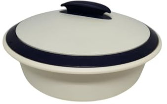 Tupperware Thermo-Duo 1,6 Liter dunkelblau beige Servieren Warmhalten C133 Iso-Duo runde Schüssel