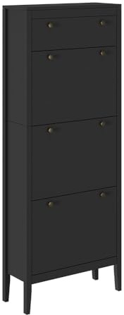 Vicco Schuhschrank Aron, Schwarz, 60 x 153 cm | 3 Fächer, zur Aufbewahrung von Schuhen und kombinierbar mit weiteren Modulen
