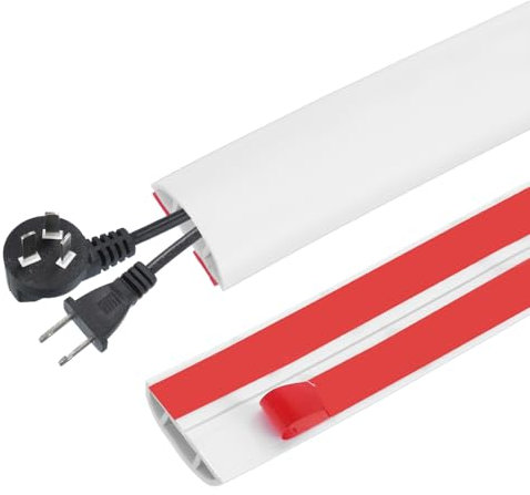 PATIKIL Floor Cord Cover 2 cm x 3 Meters, Self Adhesive Cord Hider Floor Power Cord Protector Extension Cable Management Cable Recess for Offices Exhibitions, White