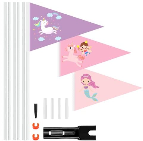 IWTBNOA 3 Stück Fahrradwimpel für Kinder, Kinderfahrradfahne, Fahrradwimpel Kinder, Sicherheitswimpel mit Befestigungswinkel Fahrradwimpel, Fahrrad Wimpel für Kinderfahrrad Mountainbike