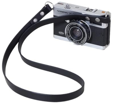 BOWMAN Leather Camera Strap Fixed Length Minimal Handmade Shoulder Strap Camera Neck Strap for Fujifilm Sony Nikon Canon Leica (Black, Short (70cm / 27))