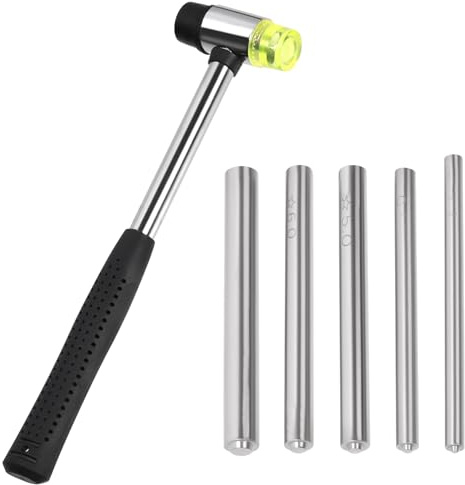 Cimeton 6PCS Manual Rivet Tool Carbon Steel Hammer Head Kit Carbon Steel Manual Rivet Hammer Chisel with Hammer for Hollow Solid Half-Hollow Rivet